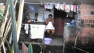 A black girl did not know about the hidden phone camera in the room