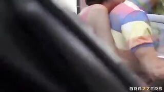 The man with his friends fucked in a car two whores in an intense threesome
