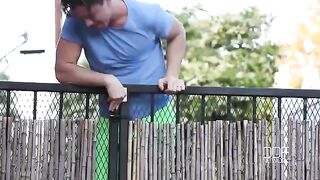 The neighboring guy fucked our busty brunette with natural tits hard
