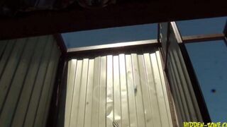 A girl was shot at the beach by a hidden camera in a cabin