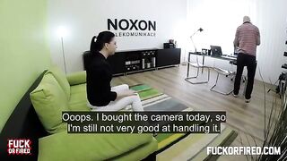 Casting agent fucked brunette on the table in a steamy encounter