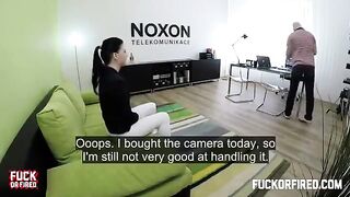 Casting agent fucked brunette on the table in a steamy encounter
