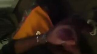 A young guy masturbates in front of the mirror with loads of cum