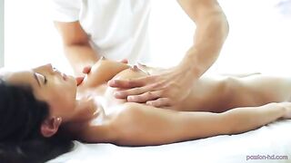 Relaxing massage turned into gentle sex with oil