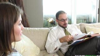 The stepdaughter showed her dad her pussy and he fucked her hard