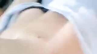 A half-naked girl tells a lie and caresses her body with her hands in this hot video