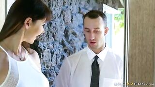 A noble man fucked the beauty with big fake tits in 60fps