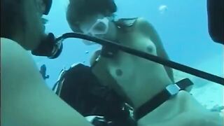 Underwater sex with a girl with a hairy pussy, a rare sight in pools