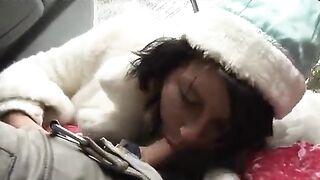 Two drunken Santa Clauses got fucked by the hot Snow Maiden in a wild threesome