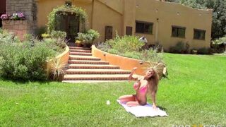 The couple has sex right on the lawn in a steamy scene