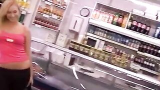 A beautiful thief has anal sex right behind the cashier counter