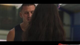 A cute fan got fucked by a hockey player in the stadium during a break