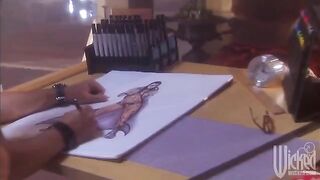 A man worshiped the huge gorgeous tits of his beautiful mistress