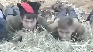 A man brought a girl to the barn and fucked her in the hay