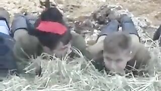 A man brought a girl to the barn and fucked her in the hay
