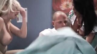 A man fucks two hot nurses in this hot porn video