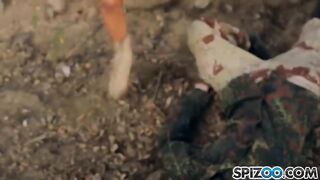 Man fucked two sexy blondies in an abandoned industrial building