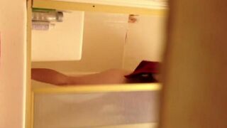 A hidden camera captured a shocking moment of intimacy in the shower