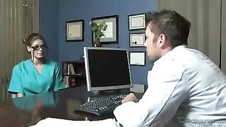 Two perverted nurses having fun with patients in a hospital setting