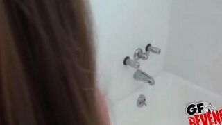 A nice woman has sex at home right in the toilet bowl