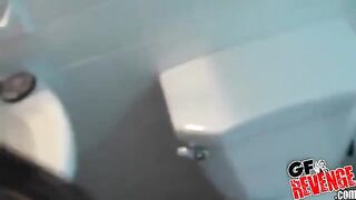 A nice woman has sex at home right in the toilet bowl