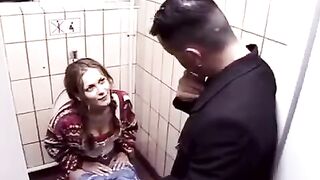 The couple fucked right in the toilet booth of the night club