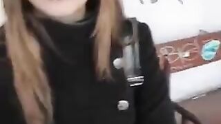 A girl isn't shy to make a blowjob in public places