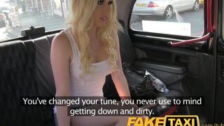 A blonde is paying for her trip in a very personal way