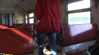 A guy picked up a girl on the train and fucked her hard