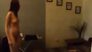 A cute Russian girl plays with herself in the kitchen and gets satisfied