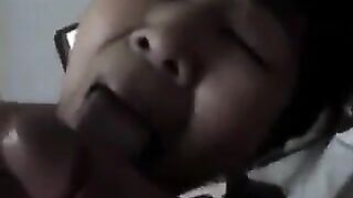 Chinese beauty practices blowjob with her man