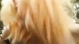 Skinny teen gets fucked outdoors by a young guy in the park