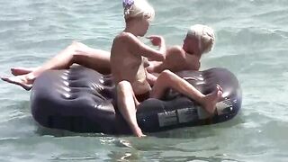 A young and sexy naked girl is having fun on the mattress