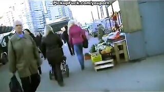 A guy fucked a blonde teen on the street, whom he had picked up