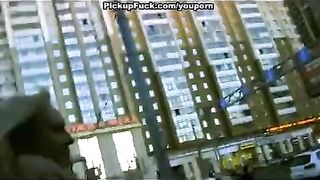 A guy fucked a blonde teen on the street, whom he had picked up