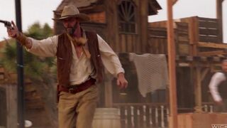 The cowboy punished the girl but licked her clitoris nicely