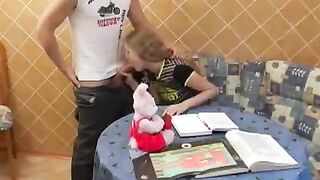 Instead of studying, the schoolgirl preferred to have passionate sex lessons