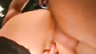 German hooker with huge boobs gets fucked hard by a group of guys