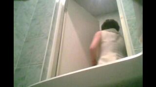 A girl graduated and pissed on the camera in the toilet