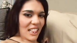 A girl was fucked under her skirt right on the couch