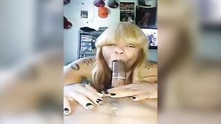 A black woman put a rubber on a guy’s dick and sucked it hard