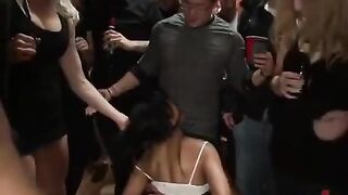 A mature woman is fucked by a group of guys in this intense scene