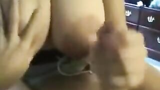The fat woman swallows all the sperm without leaving a single drop