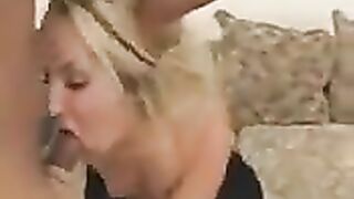 Hot blonde girl with juicy ass fucks in her mouth