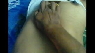Husband makes a massage for her sensitive spots, and she loves it