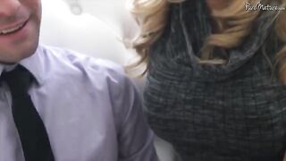 A cute girl with a shaved pussy was fucked by a nice man on the couch