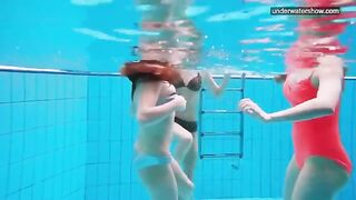 Nude girls photographed in the pool using a hidden camera