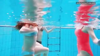 Nude girls photographed in the pool using a hidden camera