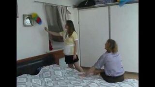 A guy fucked a cleaner at the hotel, pulling off her panties