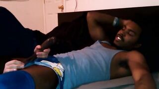 Interracial sex with black guy and white girl on the bed